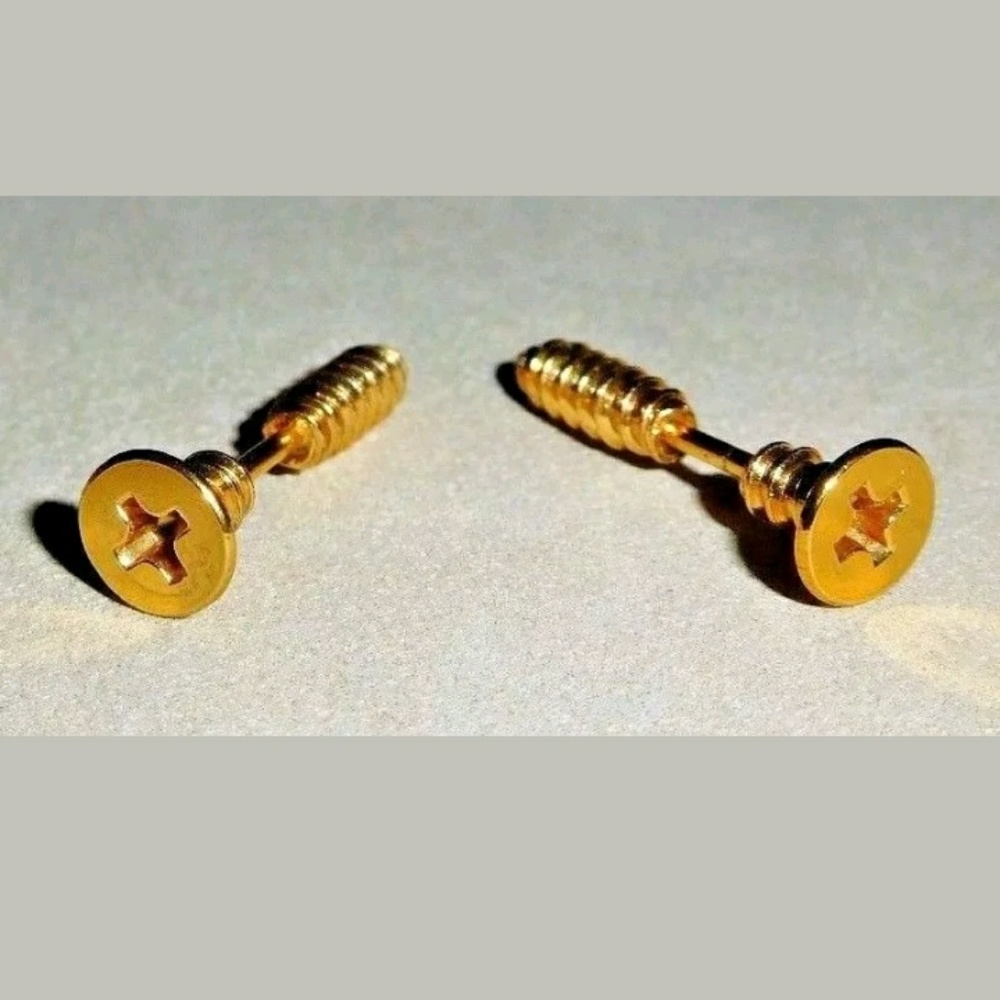 Stainless Steel Screw Earrings - Picture 4 of 5